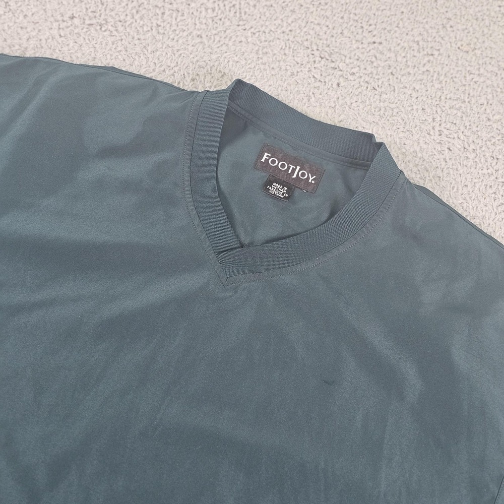 FootJoy Windshirt Pullover Mens Small Green V Neck Short Sleeve Golf Windbreaker